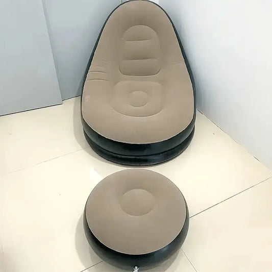 أريكة فردية قابلة للنفخ مع مسند للقدمين ومضخة هواء - كرسي استرخاء محمول