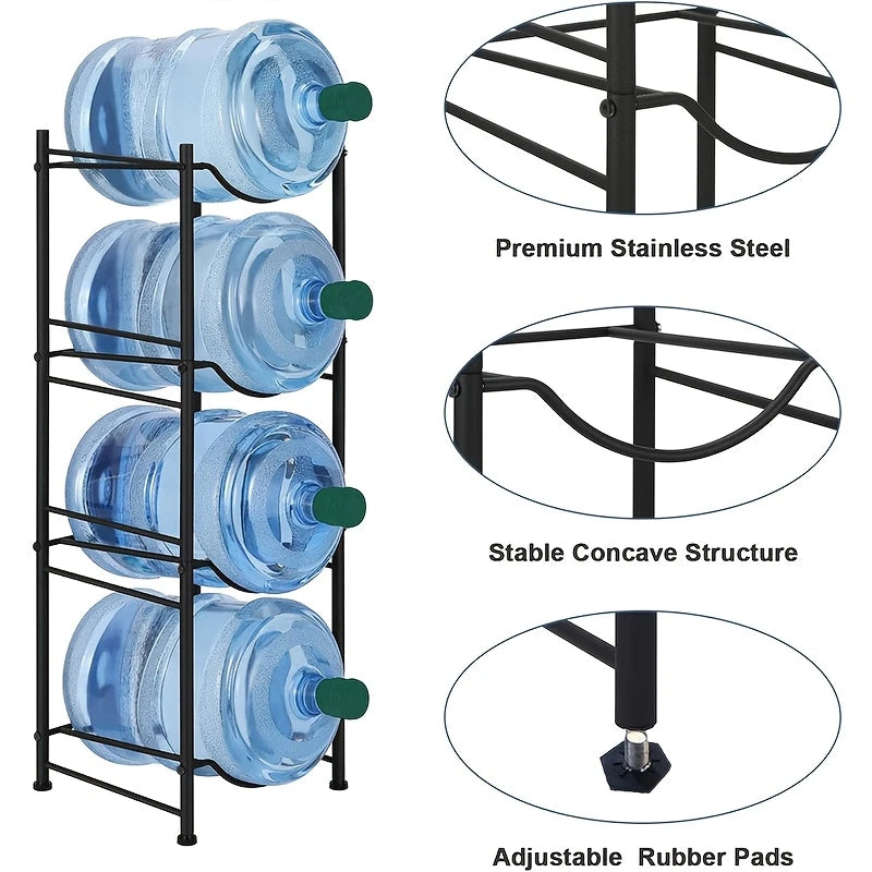 حامل رف لزجاجات المياه - حامل زجاجات مياه سعة 5 جالون، رف تخزين معدني