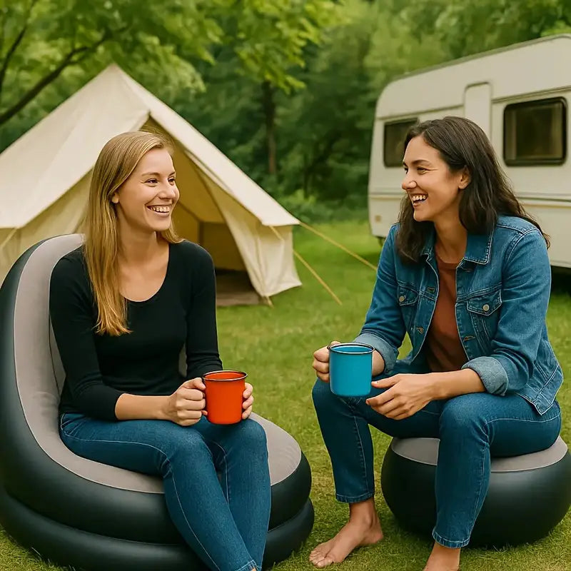 أريكة فردية قابلة للنفخ مع مسند للقدمين ومضخة هواء - كرسي استرخاء محمول