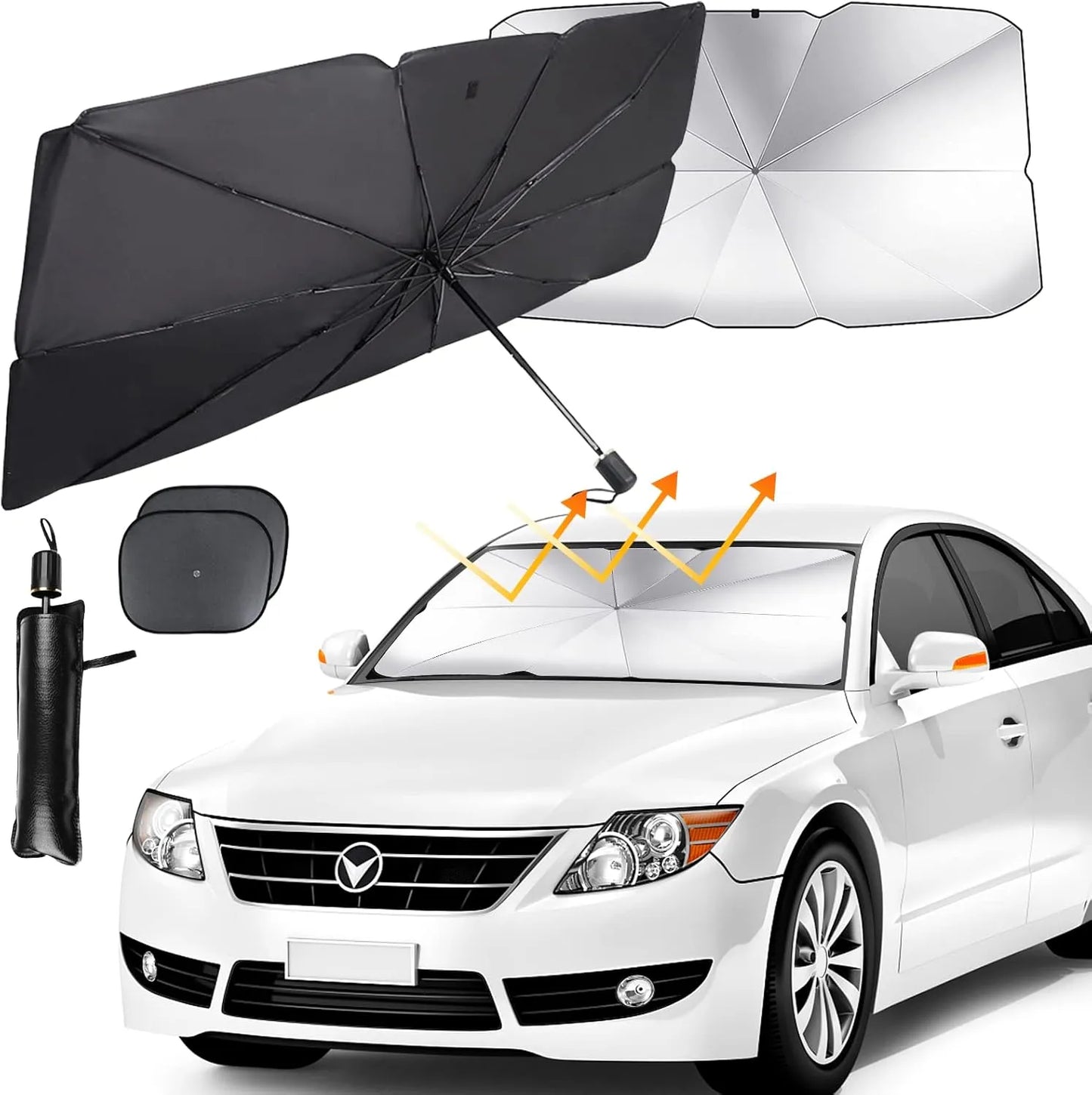 مظلة واقية من الشمس للزجاج الأمامي للسيارة - غطاء قابل للطي عاكس للأشعة فوق البنفسجية