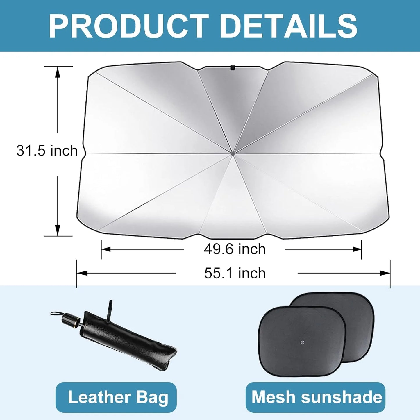 مظلة واقية من الشمس للزجاج الأمامي للسيارة - غطاء قابل للطي عاكس للأشعة فوق البنفسجية