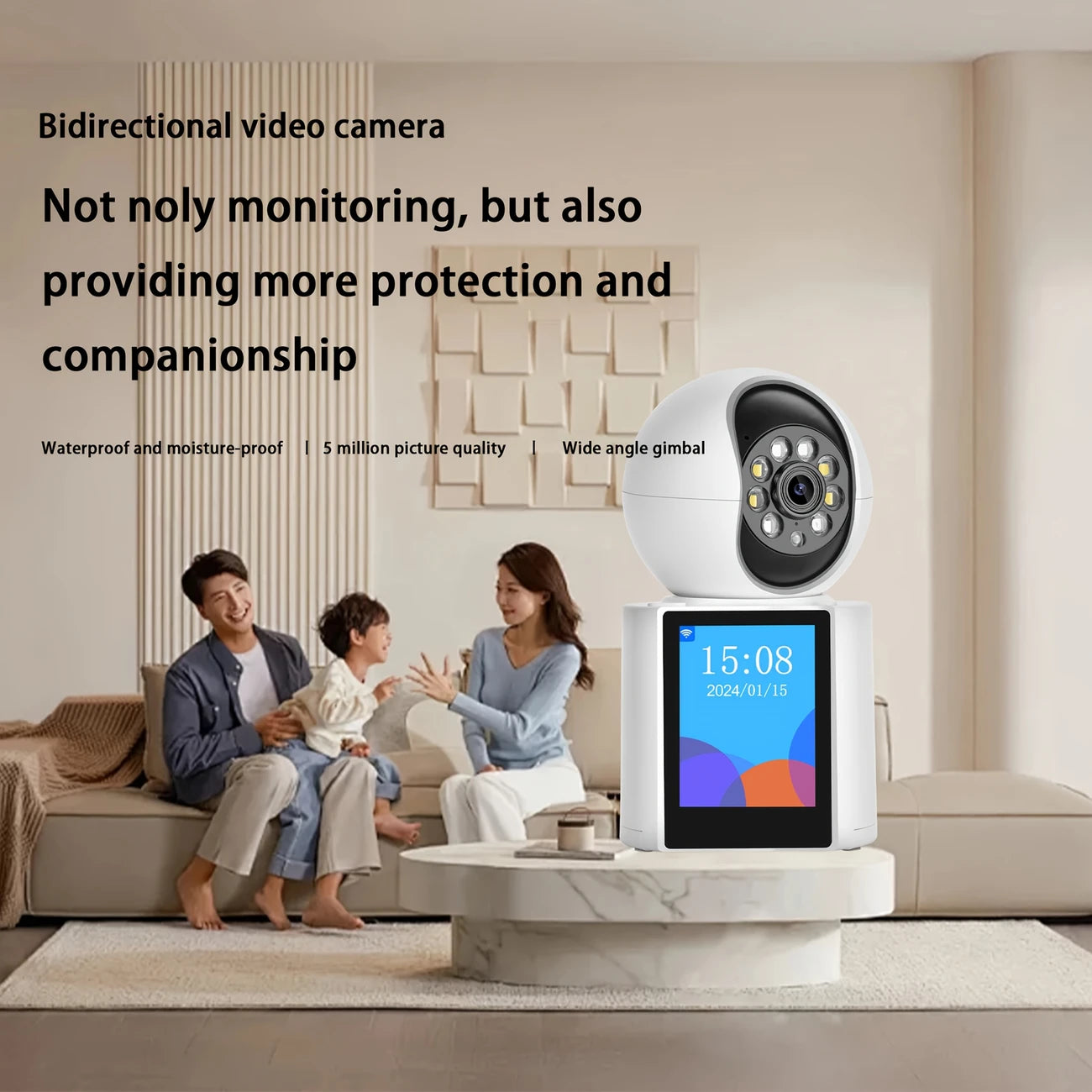 كاميرا مراقبة قابلة لإعادة الشحن عبر USB وواي فاي - رؤية ليلية وصوت ثنائي الاتجاه