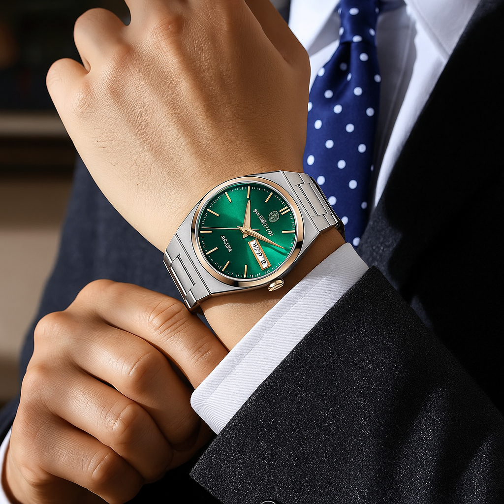 ساعة يد رجالية فاخرة من الكوارتز - ستانلس ستيل