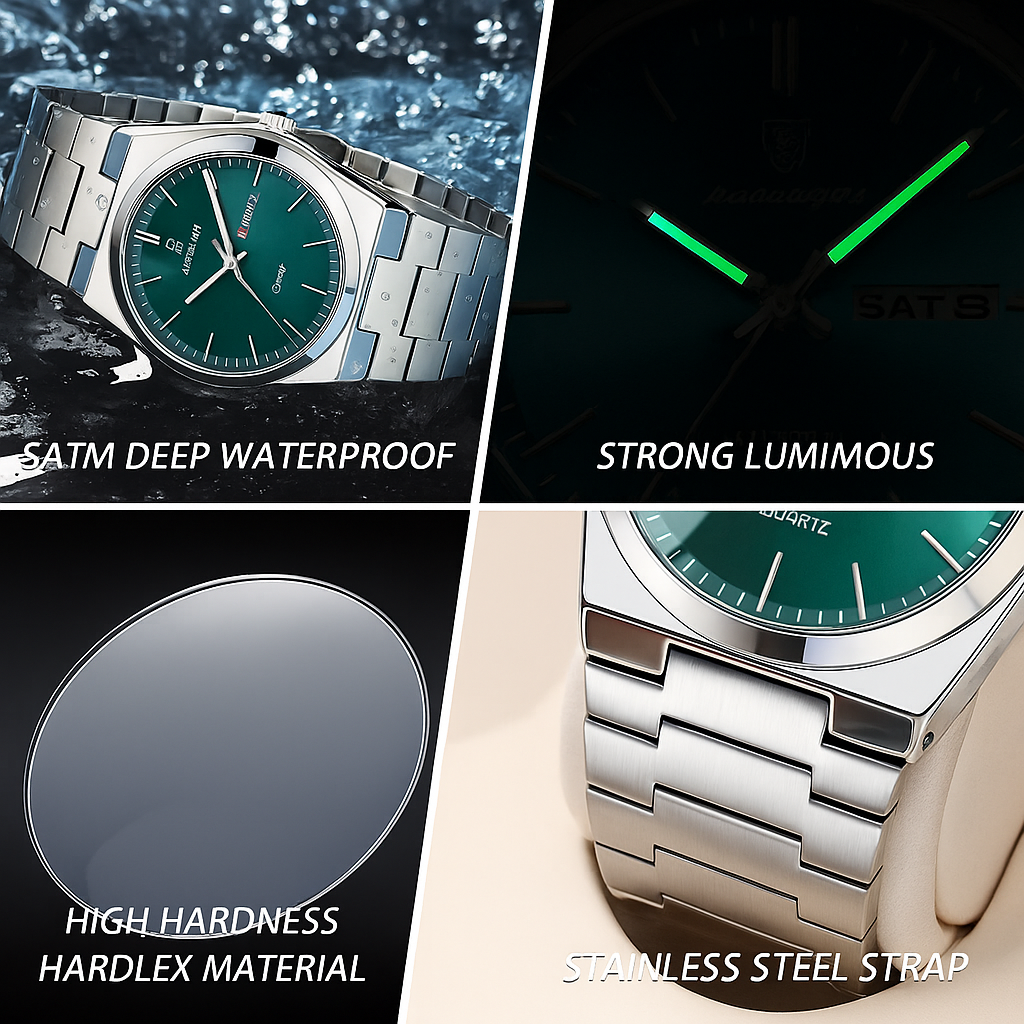 ساعة يد رجالية فاخرة من الكوارتز - ستانلس ستيل