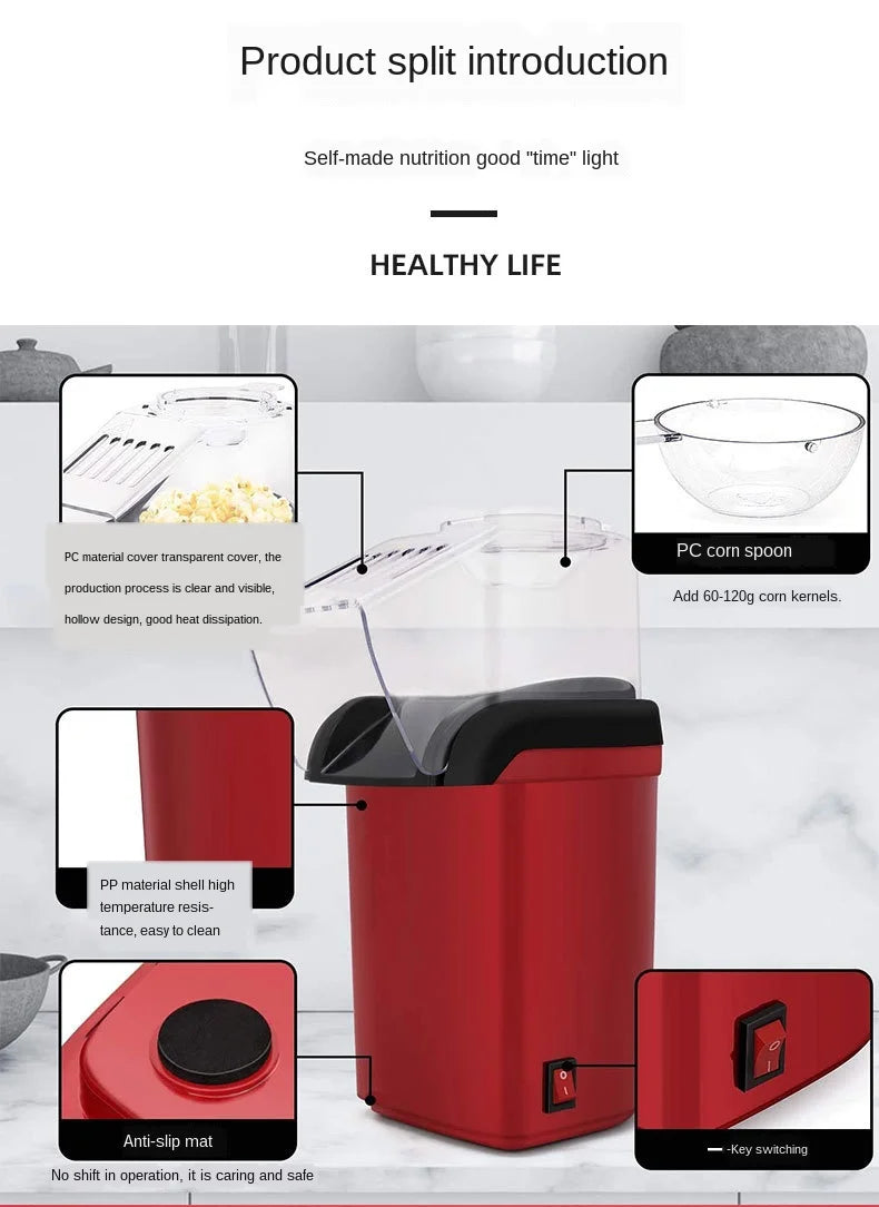 آلة صنع الفشار الكهربائية الصغيرة للأطفال - خالية من الزيت