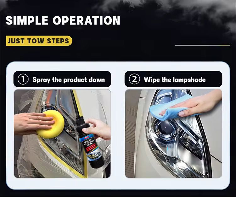 Car headlight restoration polish used on oxidized lens – before and after result