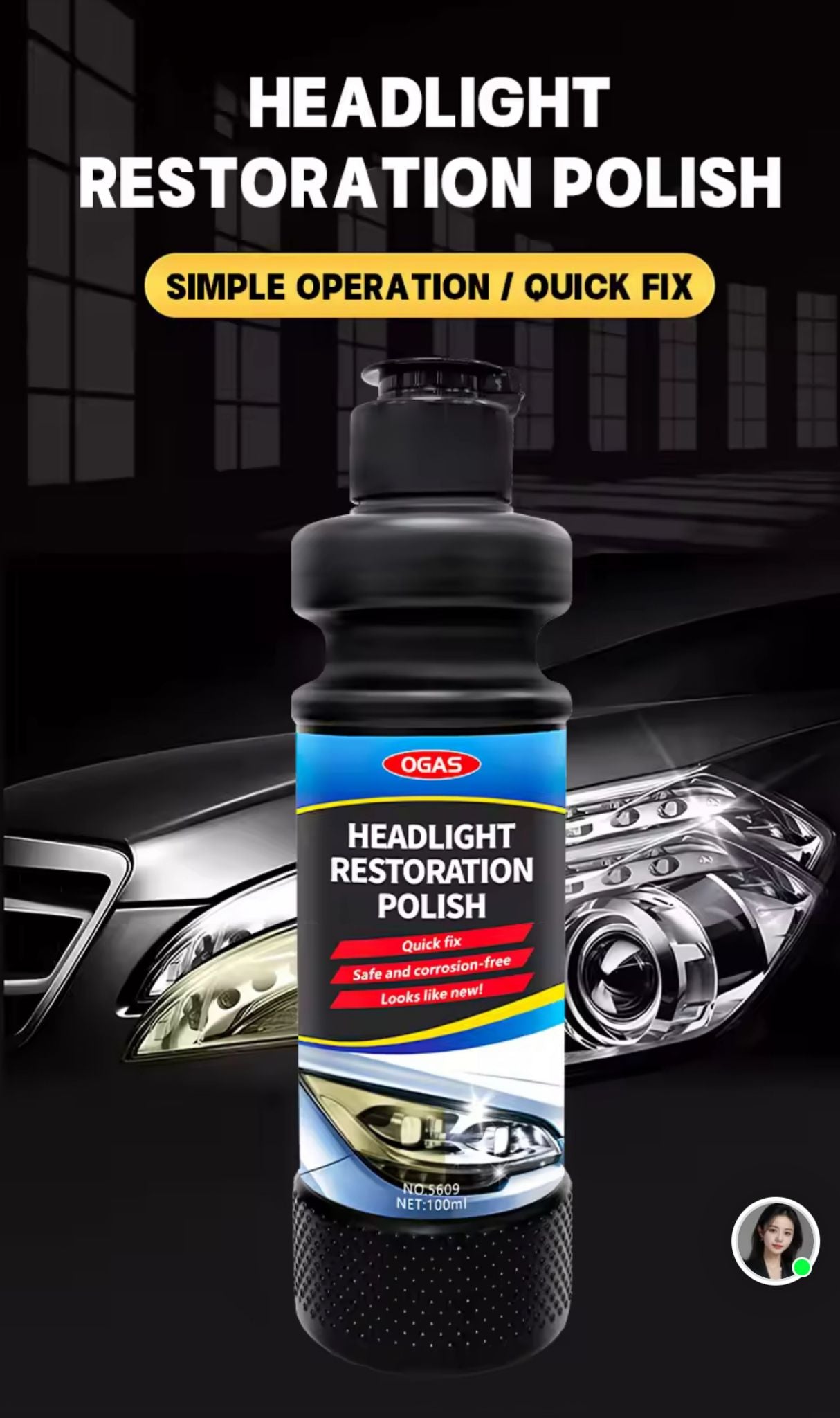 Hand applying car headlight restoration polish