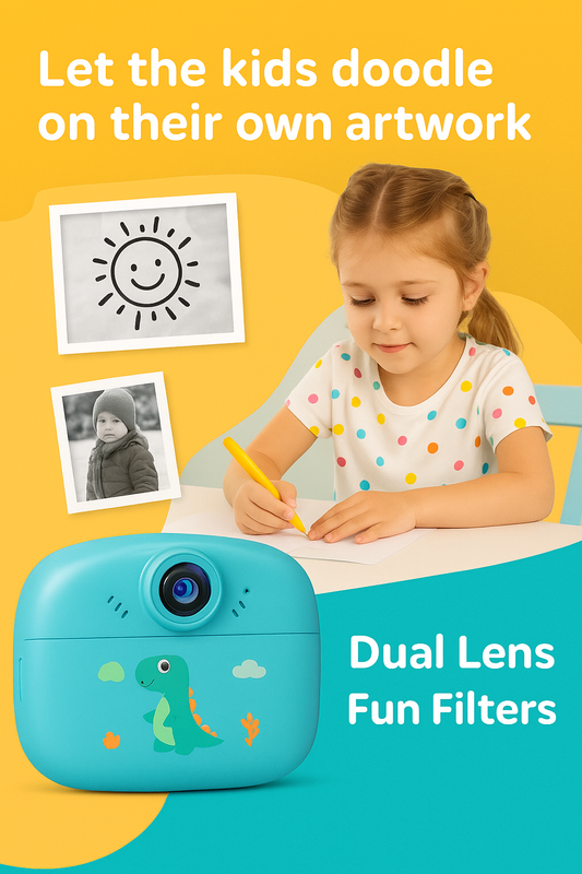 Fun kids camera with instant printing, filters & doodle mode. Perfect creative gift for boys & girls ages 3+.