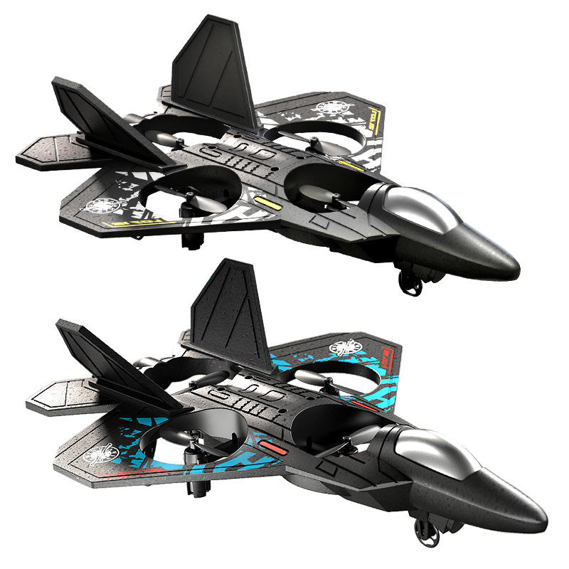 Kids RC Quadcopter Fighter Jet – Foam Remote Control Aircraft with LED Lights & Stunt Flips