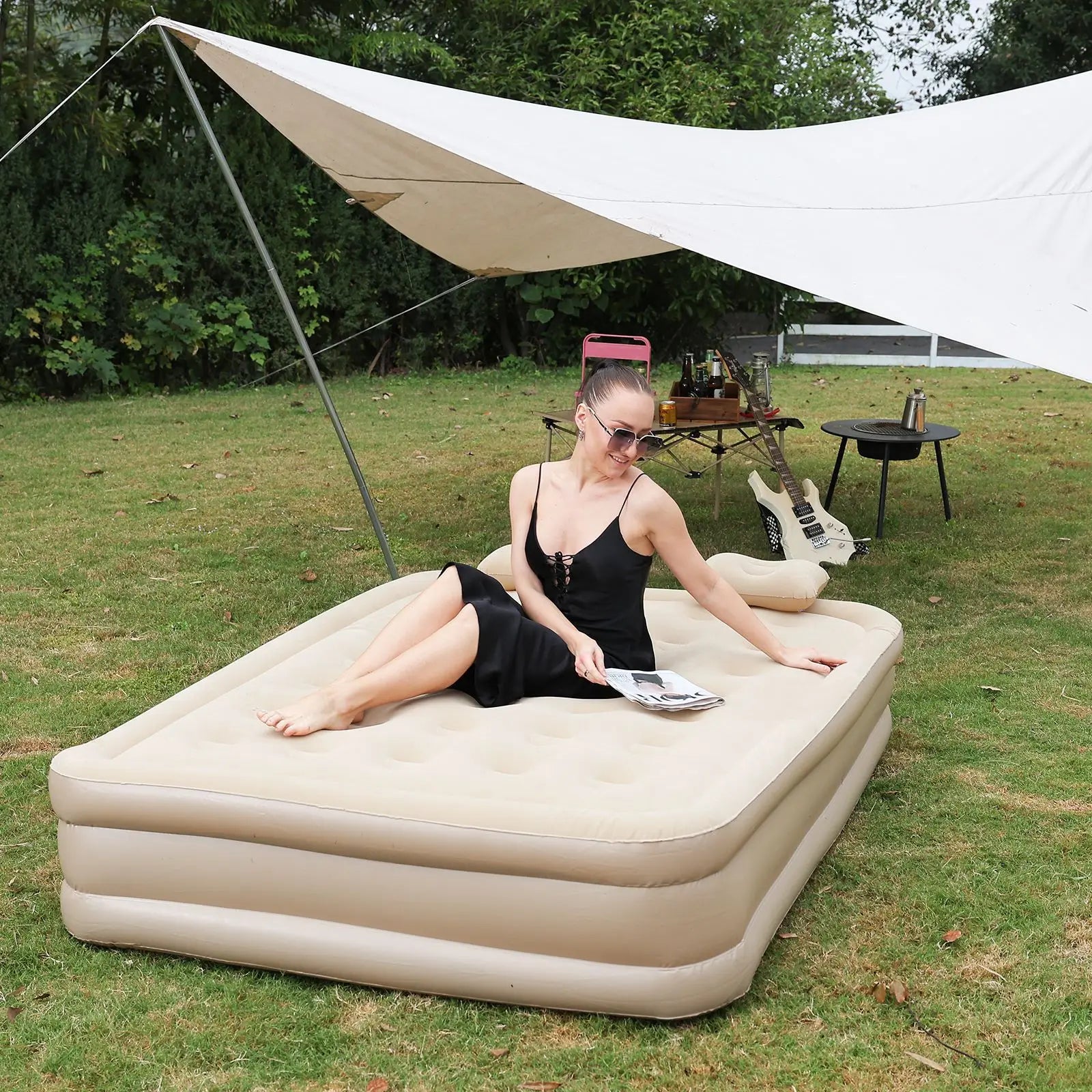 Portable air mattress with electric pump – durable inflatable bed