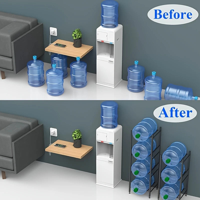 حامل رف لزجاجات المياه - حامل زجاجات مياه سعة 5 جالون، رف تخزين معدني