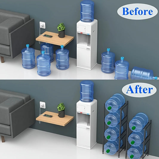 حامل رف لزجاجات المياه - حامل زجاجات مياه سعة 5 جالون، رف تخزين معدني