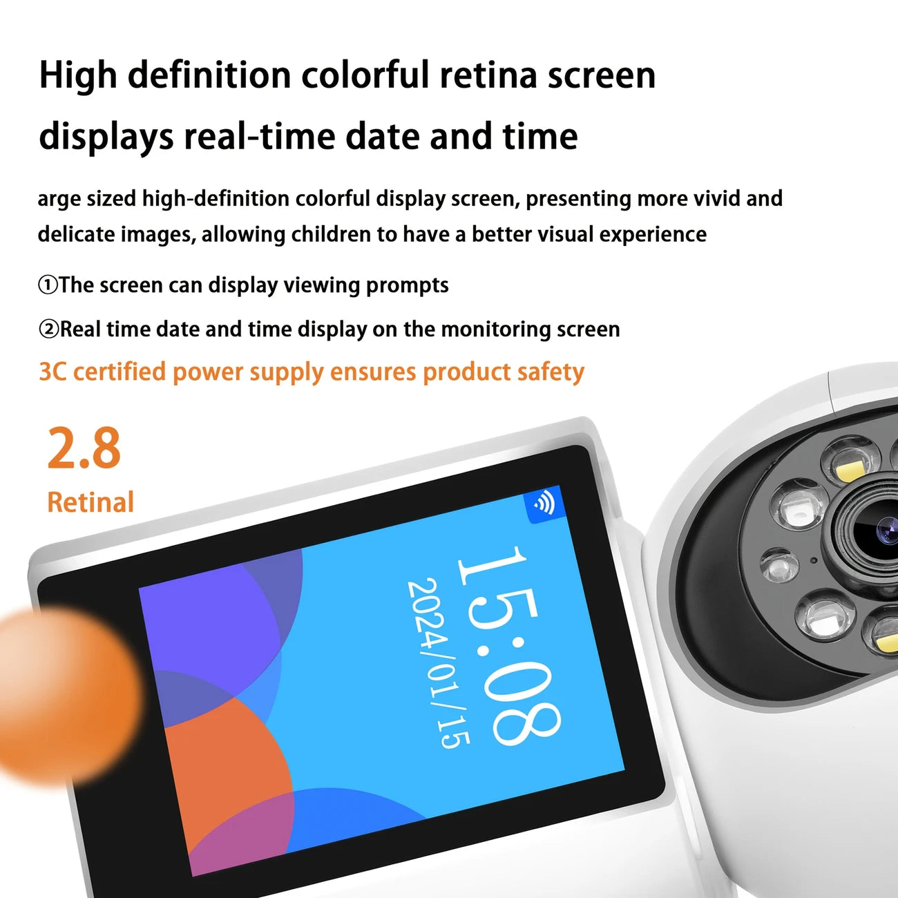 كاميرا مراقبة قابلة لإعادة الشحن عبر USB وواي فاي - رؤية ليلية وصوت ثنائي الاتجاه